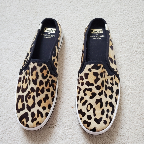 Kate Spade x Keds Calf Hair Double Decker Animal Print Leopard Mules sz6.5 - Picture 2 of 13